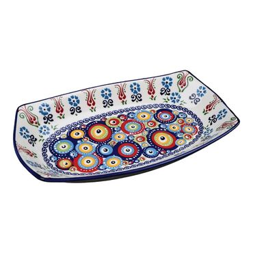 Toptan Nazar Temalı Özel Kab. Deri̇n Çi̇ni̇ Kayik Tabak 29x18x4 Cm  - 2