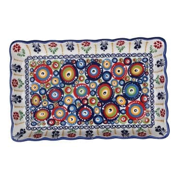 Wholesale Custom Embossed Evil Eye Rectangle Serving Plate 275 X 175 X 35 mm