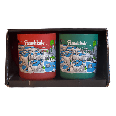Wholesale Pamukkale Themed Glass Mug Set of 2