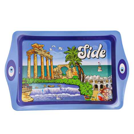 Toptan Side Temalı Mi̇ni̇ Metal Tepsi̇ (25*16 Cm) - 1