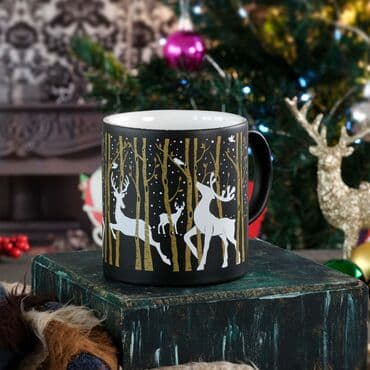 Wholesale Black Mug with Deer Themed Design