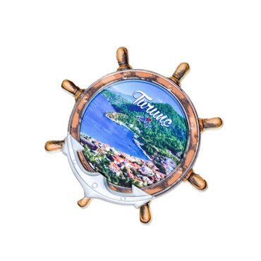 Wholesale Turunç Themed Myros UV Rudder Shaped Refrigerator Magnet 82*82 mm