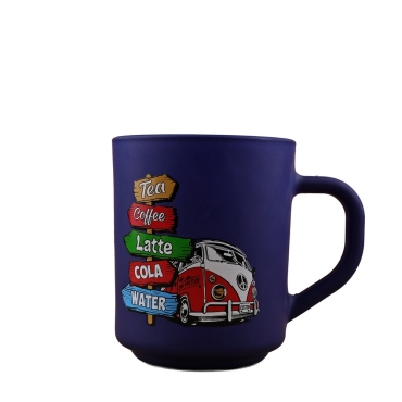 Wholesale Vosvos Themed Myros Painted Glass Cylinder Mug - (Lacivert A) - 3