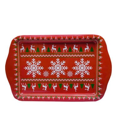Wholesale Christmas Themed Mini Metal Tray Double Sided Printed 25x16 cm