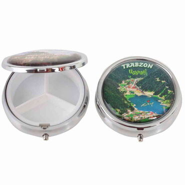 Myros - Toptan Trabzon Temalı Myros Yuvarlak Hap Kutusu 50x15 mm