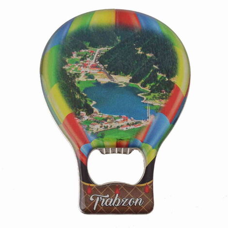 Trabzon Themed Baloon Shaped Metal Magnetic Bottle Opener 102x73 mm