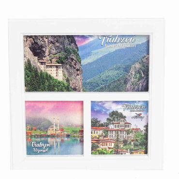 Trabzon Themed Big Wooden Printed Frame 210x210 mm - Thumbnail