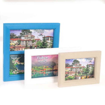 Trabzon Themed Big Wooden Printed Frame 210x210 mm - Thumbnail