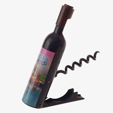 Myros - Trabzon Themed Bottle Shaped Metal Wine Bottle Corkscrew Opener-Magnetic 115x25x25 mm