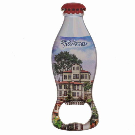 Trabzon Themed Coke Bottle Shaped Metal Magnetic Bottle Opener 120x41 mm - 1