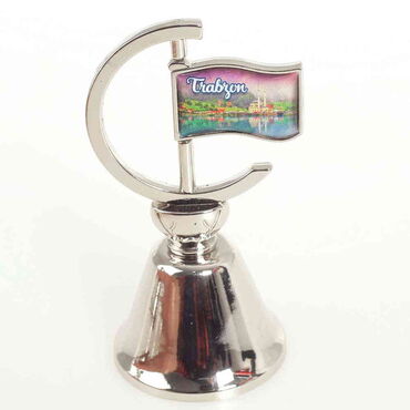 Trabzon Themed Collectible Souvenir Double Face Metal Spinner Flag Bell 44x96 mm - Thumbnail