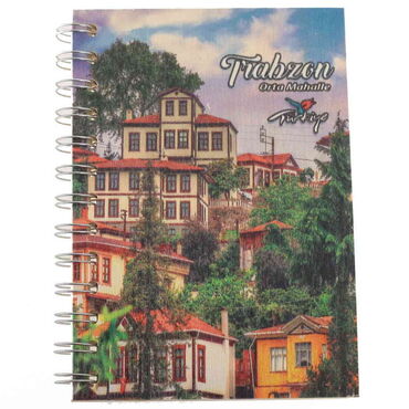 Myros - Trabzon Themed Custom Printed Wood Cover Notebook 120x170 mm