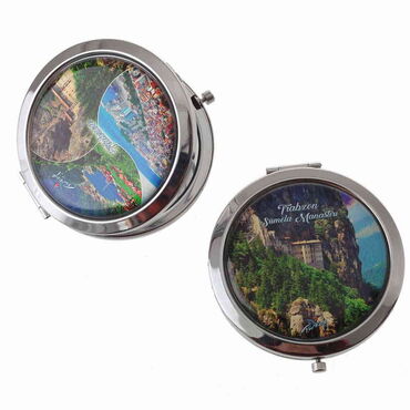 Myros - Trabzon Themed Customised Metal Epoxy Travel Make Up Compact Mirror 70x11 mm