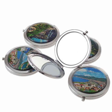 Trabzon Themed Customised Metal Epoxy Travel Make Up Compact Mirror 70x11 mm - Thumbnail