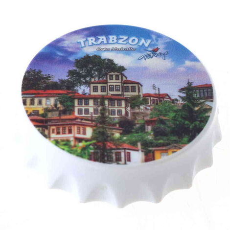 Trabzon Themed Customised Uv Printed Bottle Cap Shaped Plastic Base Bottle Opener 63x15 mm - 1