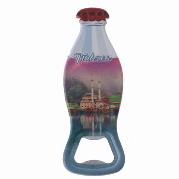 Trabzon Themed Customised Uv Printed Coca Cola Bottle Shape Plastic Base Bottle Opener 42x120 mm - Thumbnail