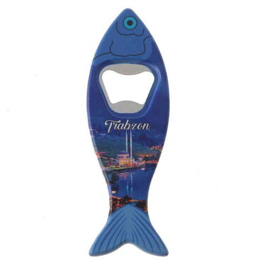 Trabzon Themed Customised UV Printed Fish Shape Printed Plastic Base Bottle Opener 42x130 mm - Thumbnail