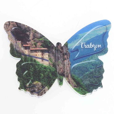 Myros - Trabzon Themed Customised UV Printed Plastic Base Butterfly Shaped Fridge Magnet 80x58 mm