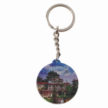 Myros - Trabzon Themed Customised Uv Printed Plastic Base Round Keyring 40x108 mm