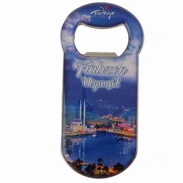 Trabzon Themed Customizable Metal Magnetic Bottle Opener 90x45 mm - Thumbnail