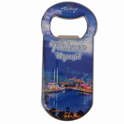 Trabzon Themed Customizable Metal Magnetic Bottle Opener 90x45 mm