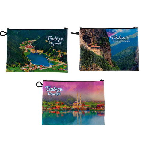 Trabzon Themed Digital Printed Kanvas Beach Bag 35x40 cm - 2