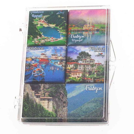 Trabzon Themed Epoxy Dome Souvenir Fridge Magnet Set of 8 pcs