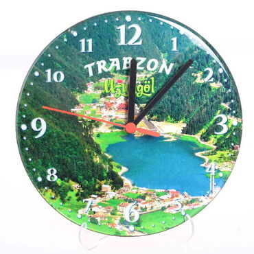 Trabzon Themed Epoxy Wall Clock Home Decoration 20 Cm - Thumbnail