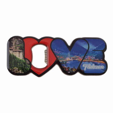 Myros - Trabzon Themed Love Letter Shaped Metal Magnetic Opener 114x47 mm