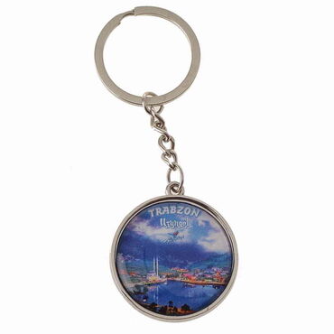 Myros - Trabzon Themed Metal Round Keychain 40x100 mm