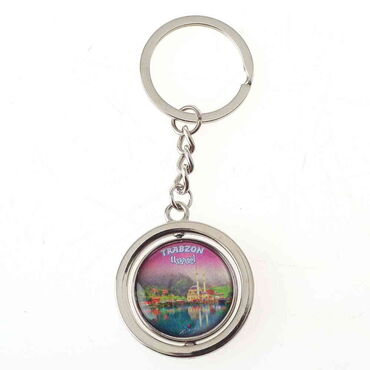 Trabzon Themed Metal Spinner Keychain 38x100 mm - Thumbnail