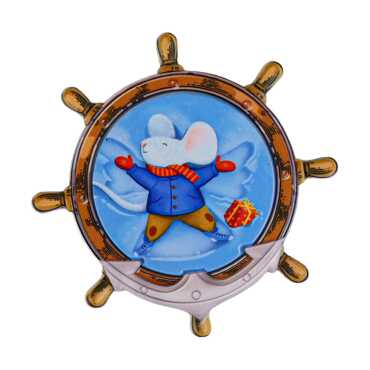 Trendy Design Themed UV Printed Ship Wheel Shaped Refrigerator Magnet 82x82 mm - 1