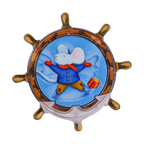 Trendy Design Themed UV Printed Ship Wheel Shaped Refrigerator Magnet 82x82 mm - 1