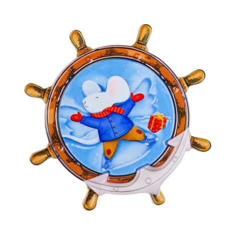 Trendy Design Themed UV Printed Ship Wheel Shaped Refrigerator Magnet 82x82 mm - 2