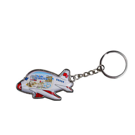 Turkey Themed Airplane Shaped Metal Keychain - 1