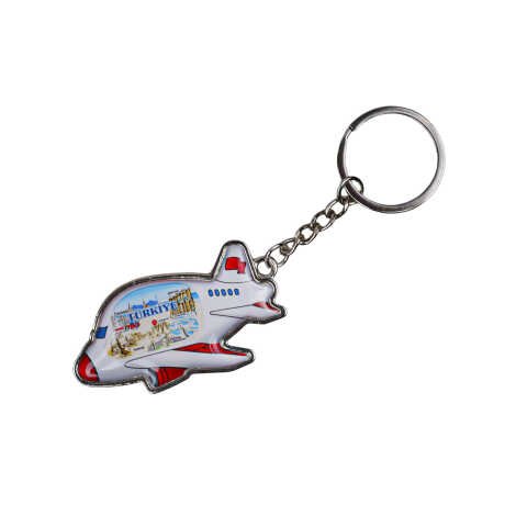 Turkey Themed Airplane Shaped Metal Keychain - 2