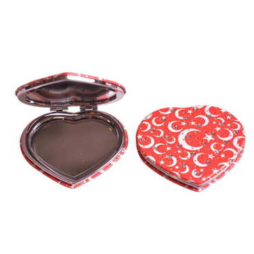 Turkey Themed Custom Printed Heart Shape Compact Mirror - Thumbnail