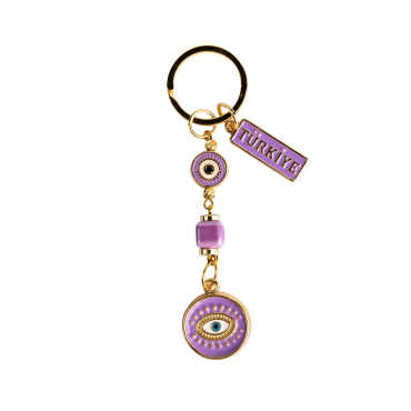 Turkey Themed Evil Eye Keychain Gold Collection - Myros