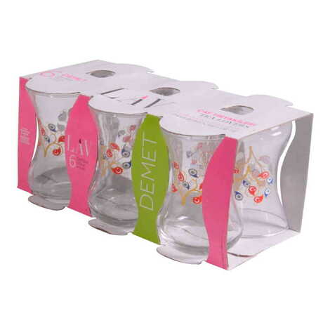 Turkey Themed Printed Tea Glass Set of 6 Pcs - 5