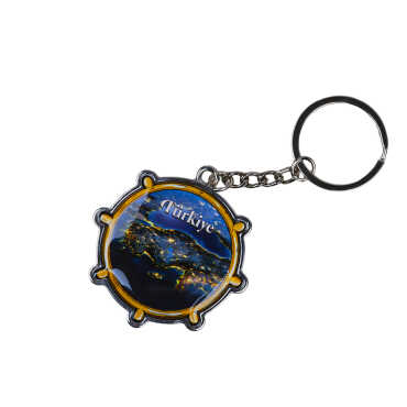 Turkey Themed Ship Wheel Shaped Metal Keychain - 5
