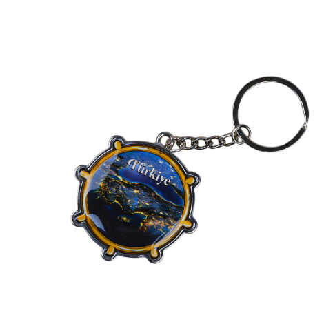 Turkey Themed Ship Wheel Shaped Metal Keychain - 5