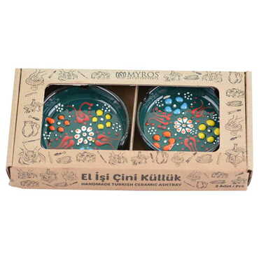 Turkish Ceramic Ashtray Set of 3 pcs 7,5 cm - Thumbnail