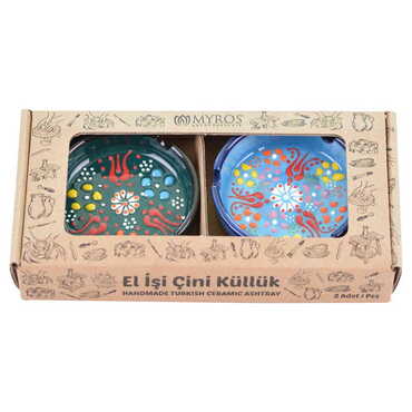 Turkish Ceramic Ashtray Set of 3 pcs 7,5 cm - Thumbnail