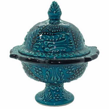 Myros - Turkish Ceramic Candy Dish With Stand 13 cm