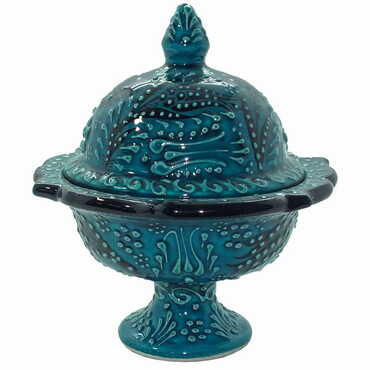 Myros - Turkish Ceramic Candy Dish With Stand 13 cm