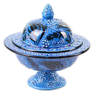 Myros - Turkish Ceramic Candy Dish With Stand 15 Cm