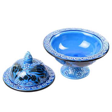 Turkish Ceramic Candy Dish With Stand 15 Cm - Thumbnail