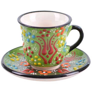 Turkish Ceramic Coffee Cup Set 4 Pcs - Thumbnail