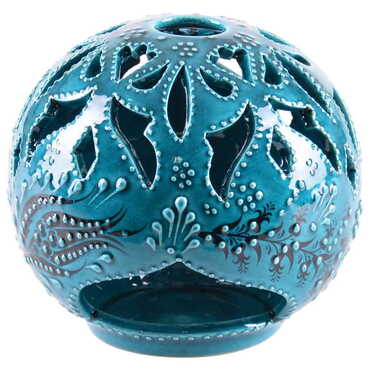 Turkish Ceramic Engraved Candle Holder Big Size - Thumbnail