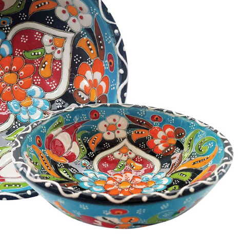 Turkish Ceramic Engraved Relief Bowl 13 Cm